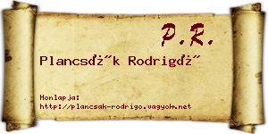 Plancsák Rodrigó névjegykártya